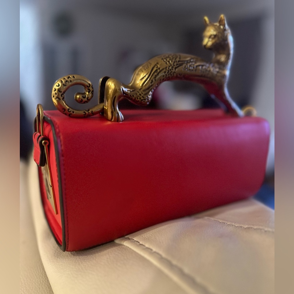 GENUINE LEATHER CAT HANDLE LUXURY CLUTCH BAG - Picture 10 of 15